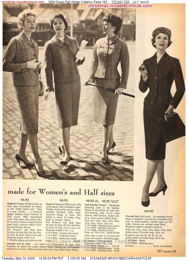 1959 Sears Fall Winter Catalog, Page 153