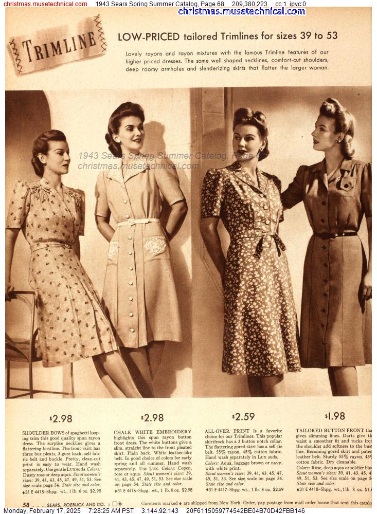 1943 Sears Spring Summer Catalog, Page 68