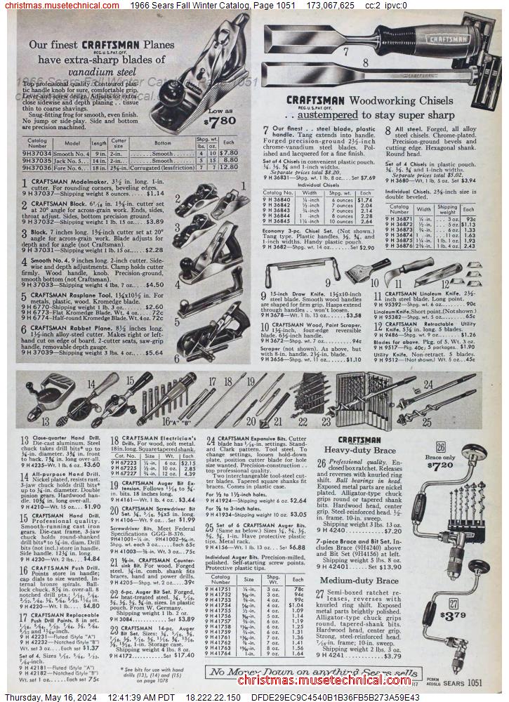 1966 Sears Fall Winter Catalog, Page 1051