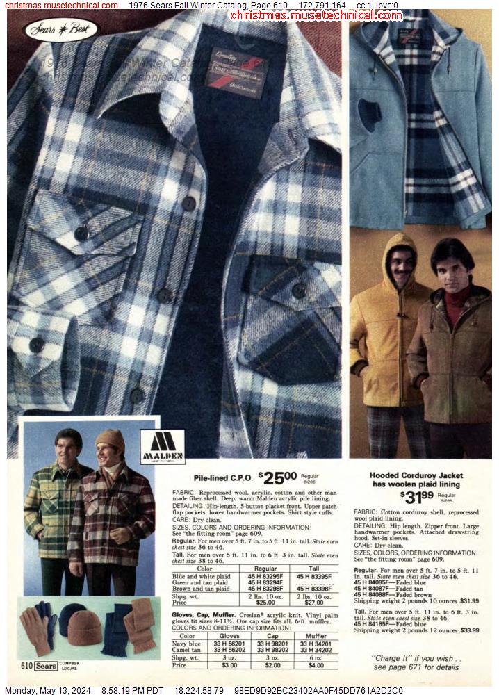 1976 Sears Fall Winter Catalog, Page 610