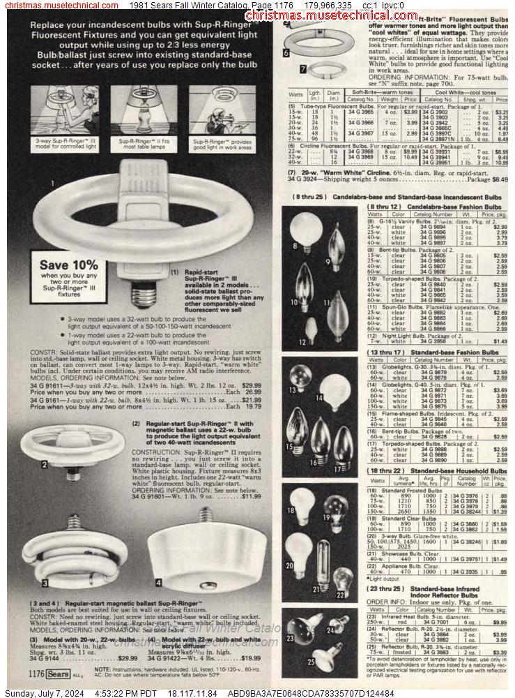1981 Sears Fall Winter Catalog, Page 1176