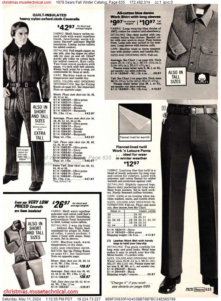 1978 Sears Fall Winter Catalog, Page 635