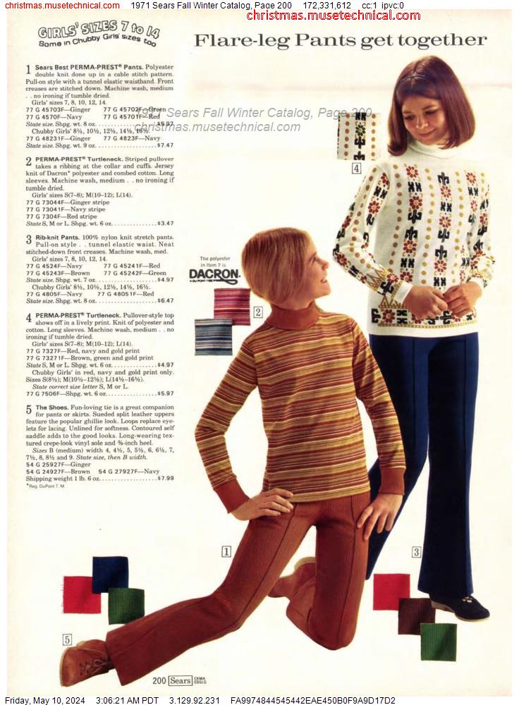 1971 Sears Fall Winter Catalog, Page 200