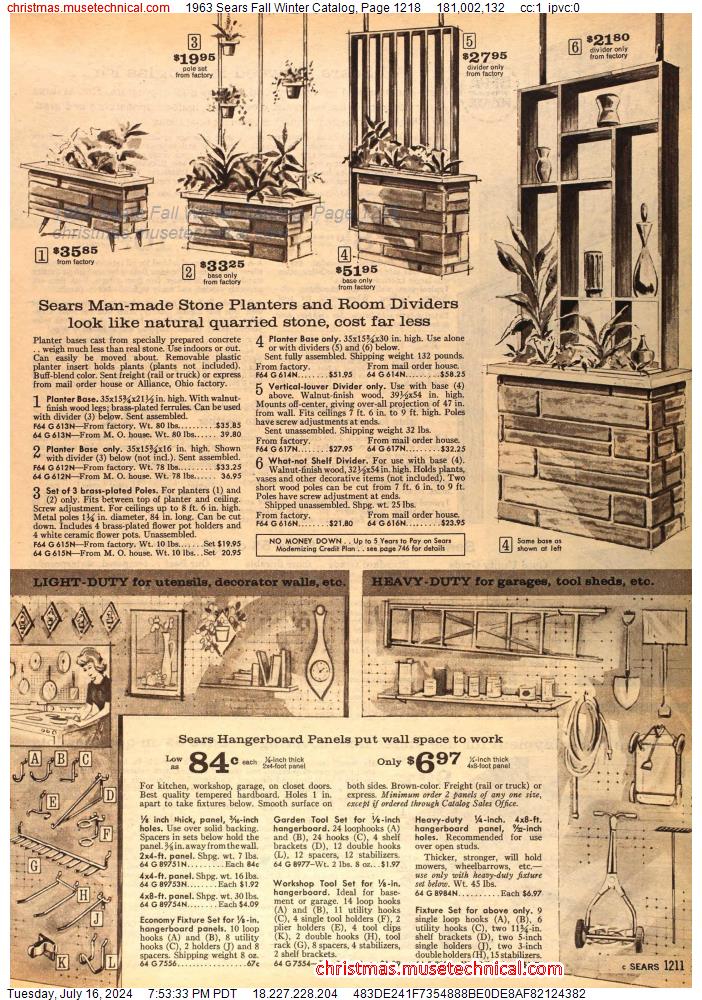 1963 Sears Fall Winter Catalog, Page 1218