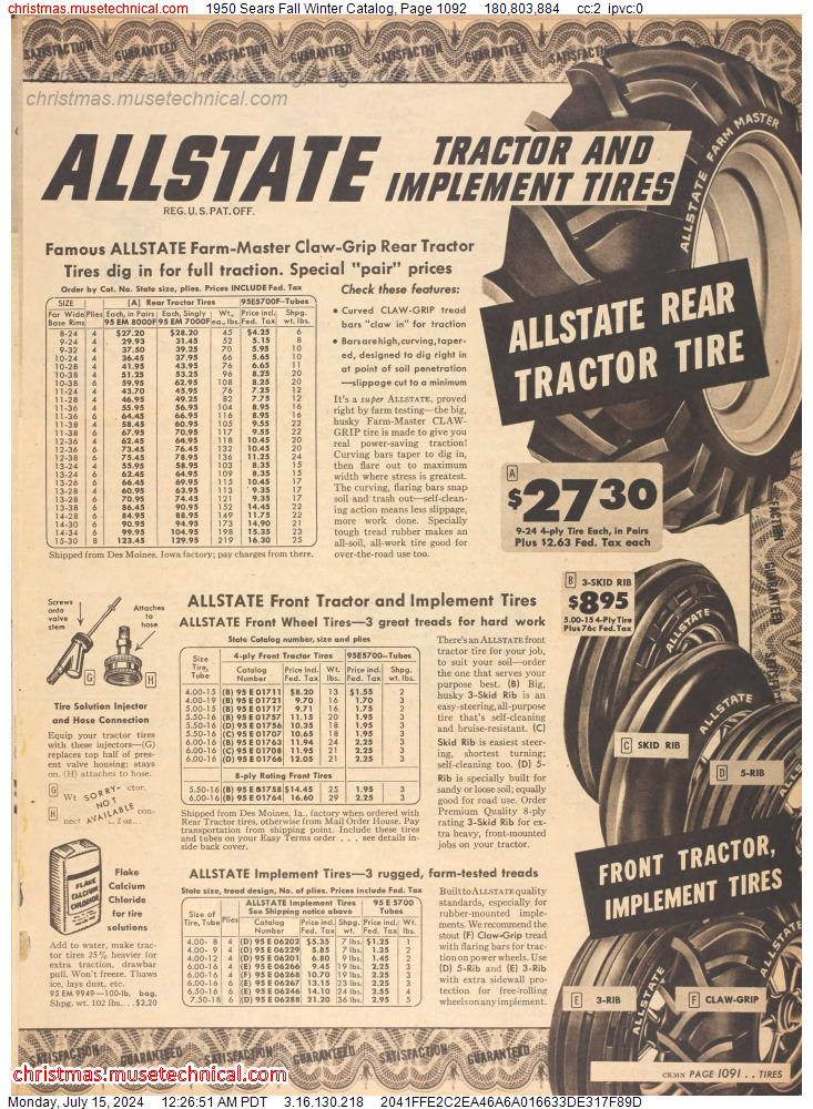 1950 Sears Fall Winter Catalog, Page 1092