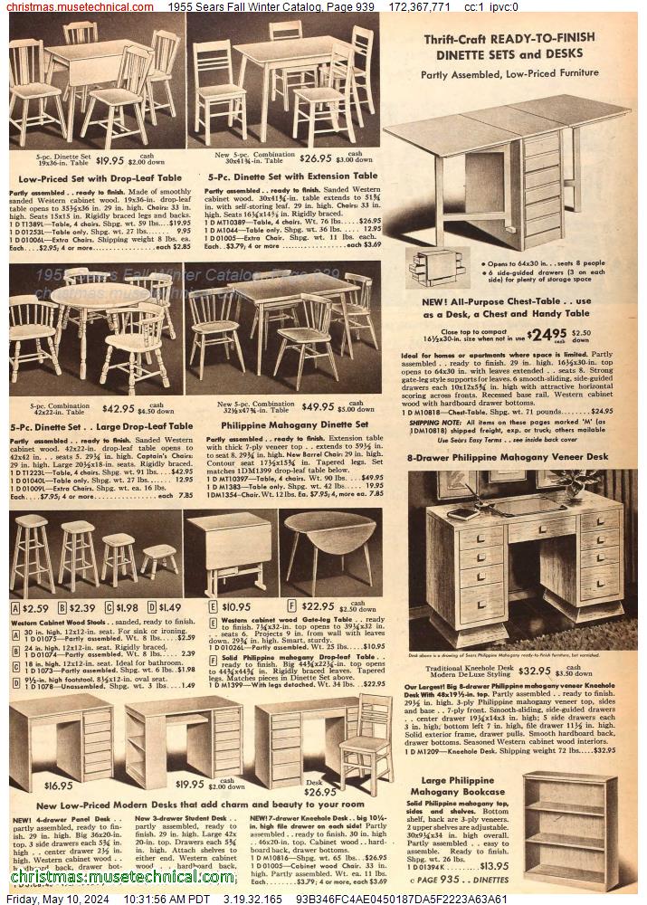 1955 Sears Fall Winter Catalog, Page 939
