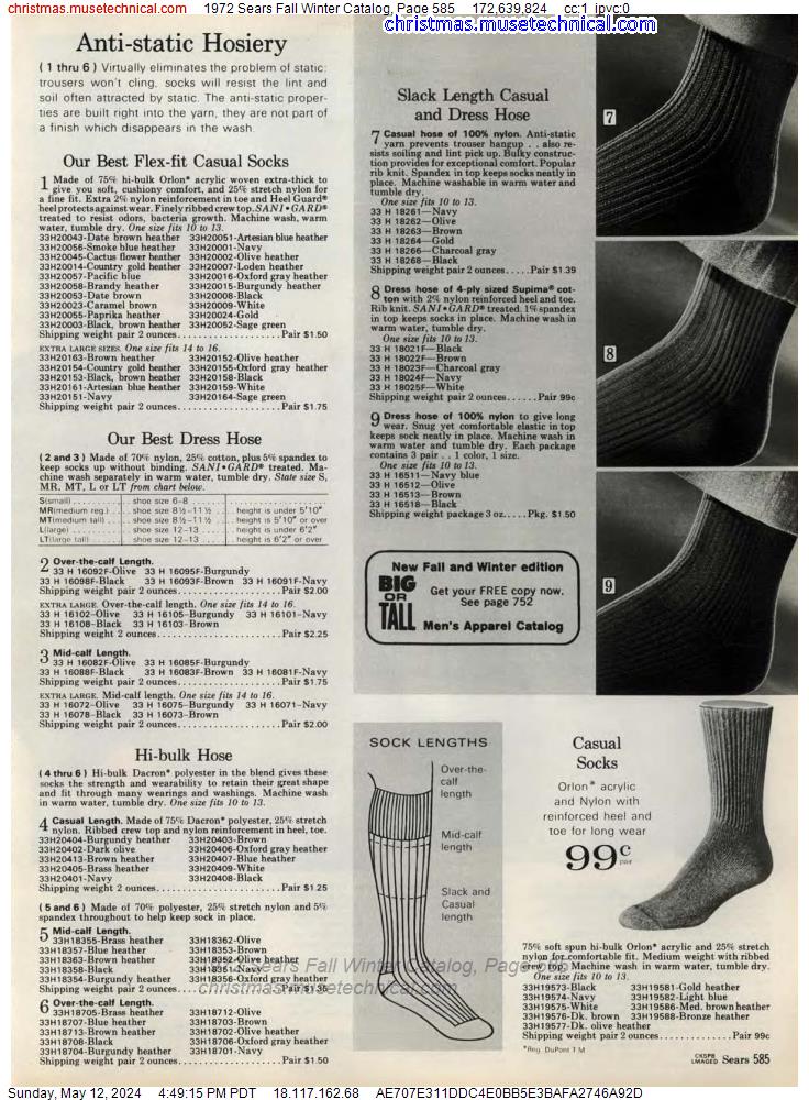 1972 Sears Fall Winter Catalog, Page 585