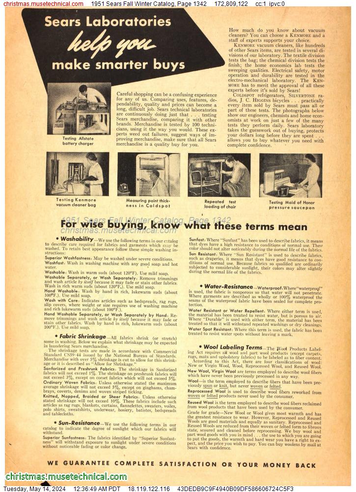 1951 Sears Fall Winter Catalog, Page 1342