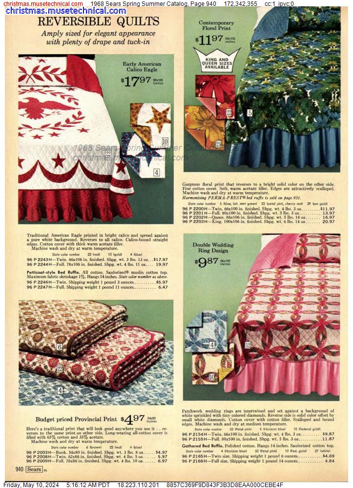 1968 Sears Spring Summer Catalog, Page 940