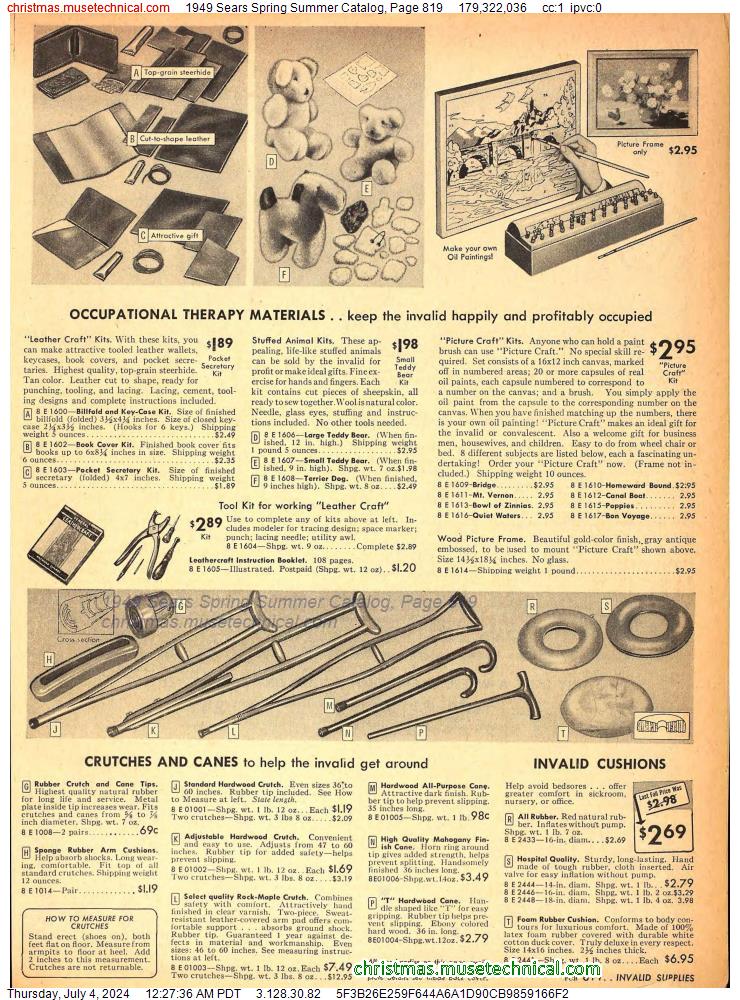 1949 Sears Spring Summer Catalog, Page 819