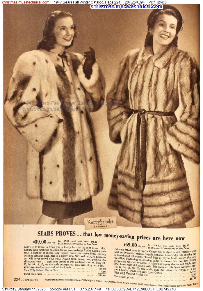 1947 Sears Fall Winter Catalog, Page 224