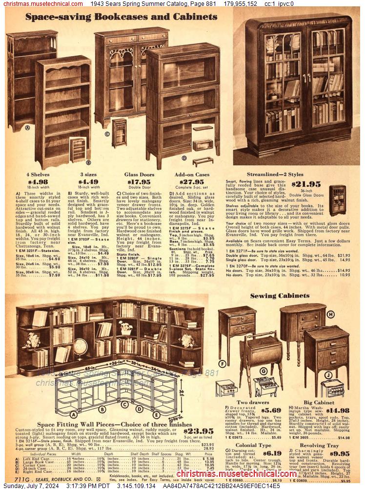 1943 Sears Spring Summer Catalog, Page 881