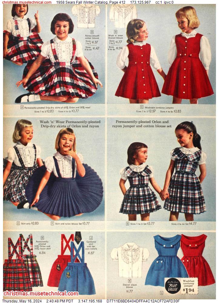 1958 Sears Fall Winter Catalog, Page 412 - Catalogs & Wishbooks