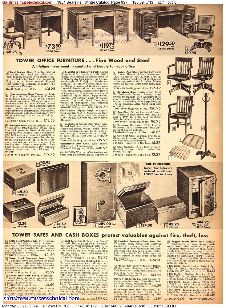 1951 Sears Fall Winter Catalog, Page 937