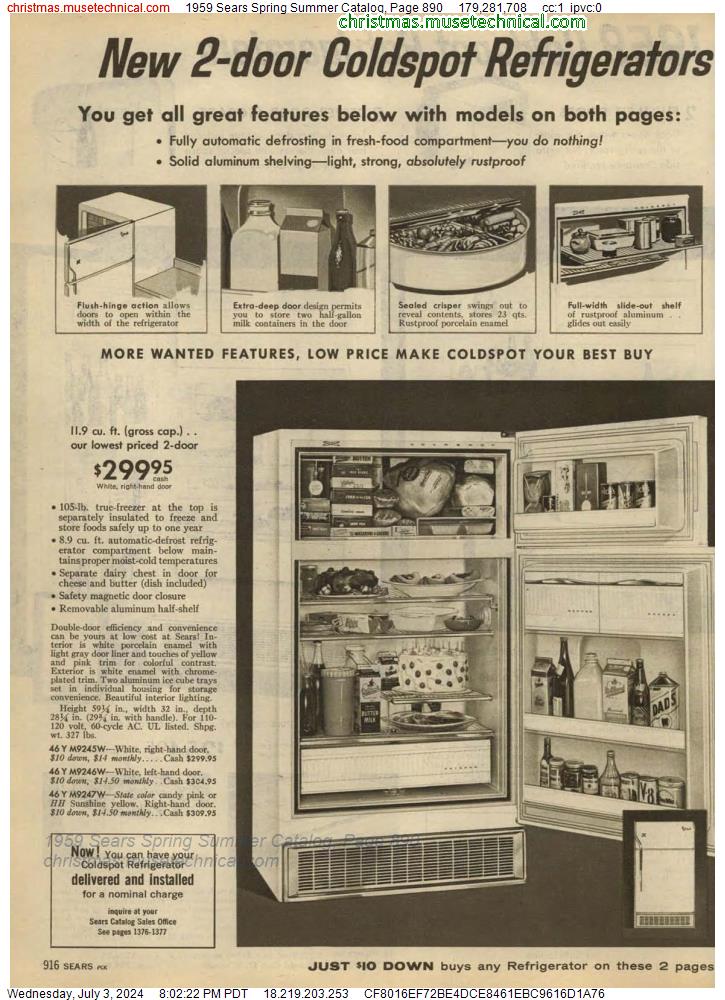 1959 Sears Spring Summer Catalog, Page 890