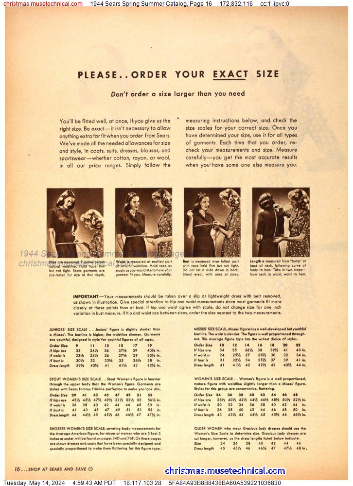 1944 Sears Spring Summer Catalog, Page 16