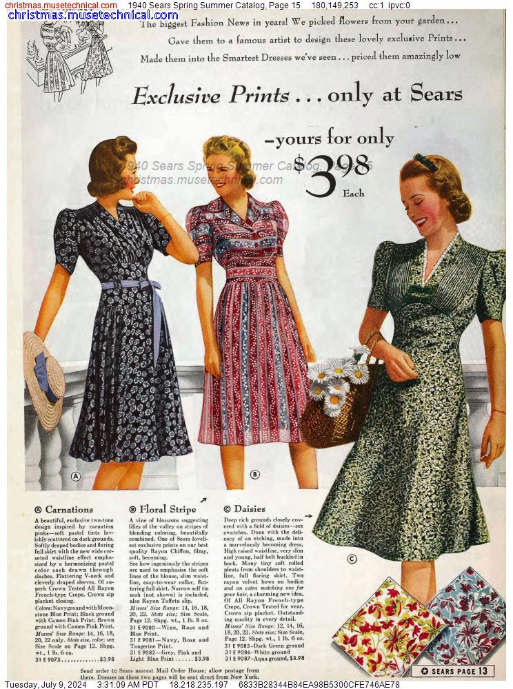 1940 Sears Spring Summer Catalog, Page 15