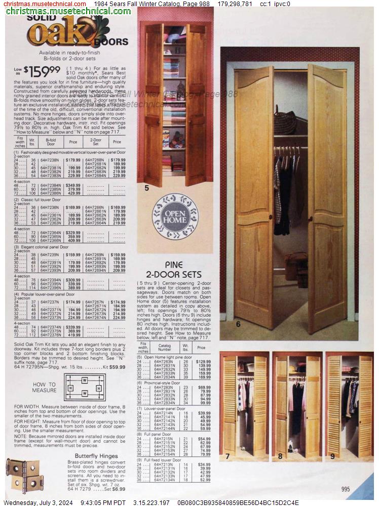 1984 Sears Fall Winter Catalog, Page 988