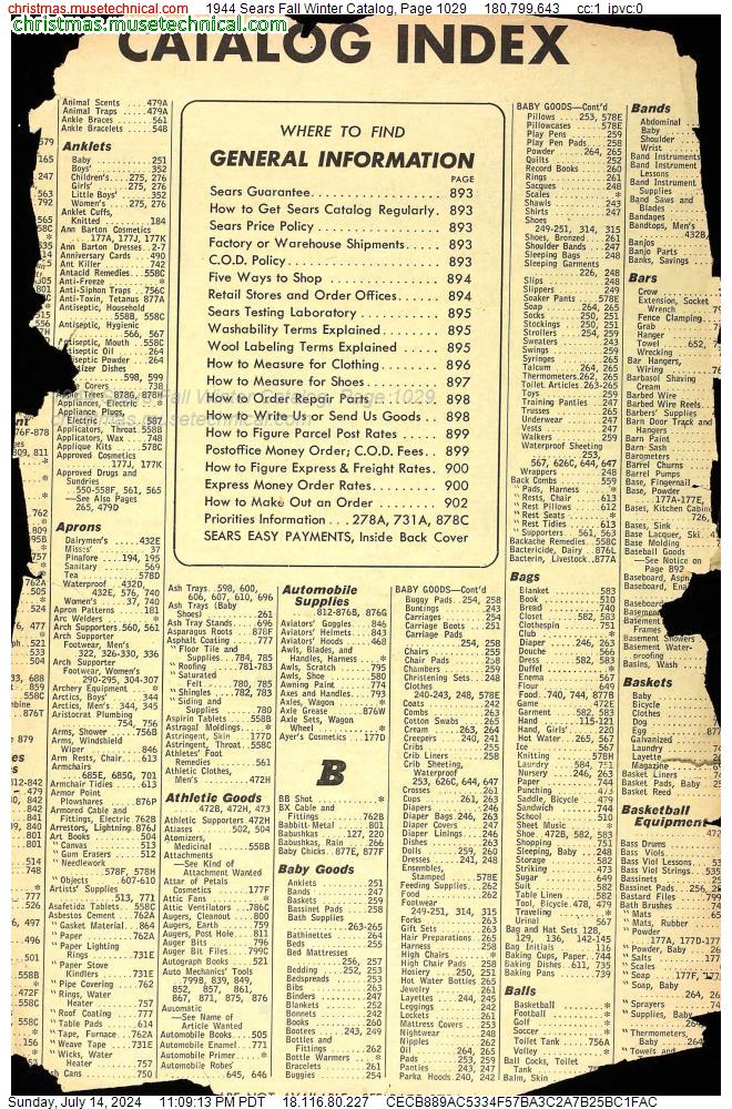 1944 Sears Fall Winter Catalog, Page 1029