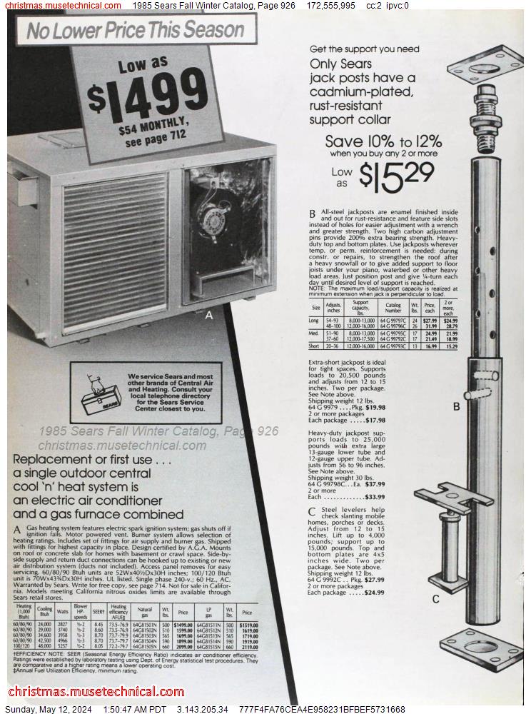 1985 Sears Fall Winter Catalog, Page 926