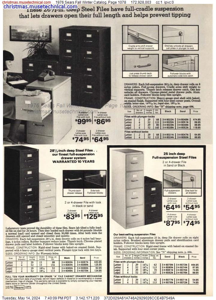 1976 Sears Fall Winter Catalog, Page 1078
