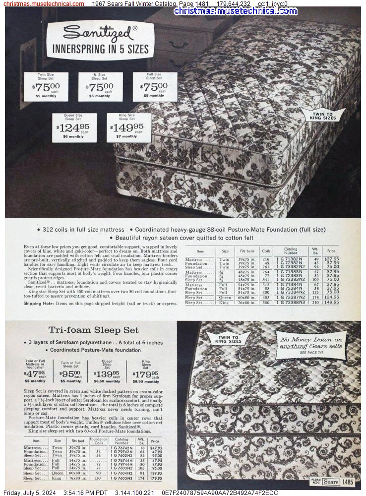 1967 Sears Fall Winter Catalog, Page 1481