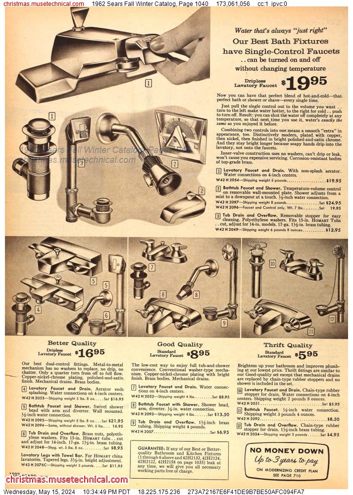 1962 Sears Fall Winter Catalog, Page 1040