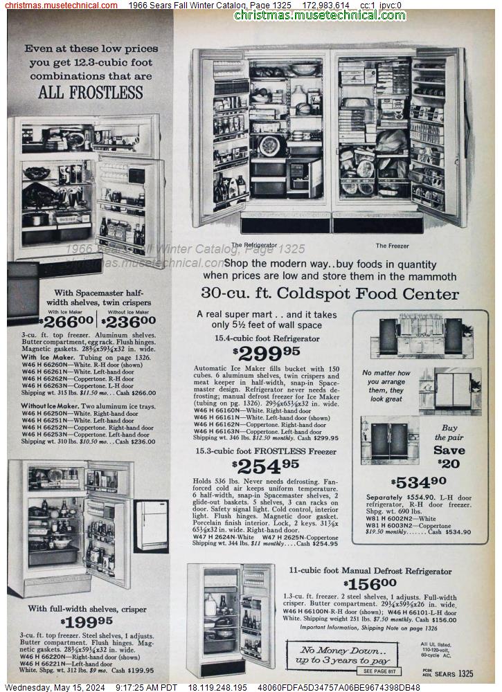 1966 Sears Fall Winter Catalog, Page 1325