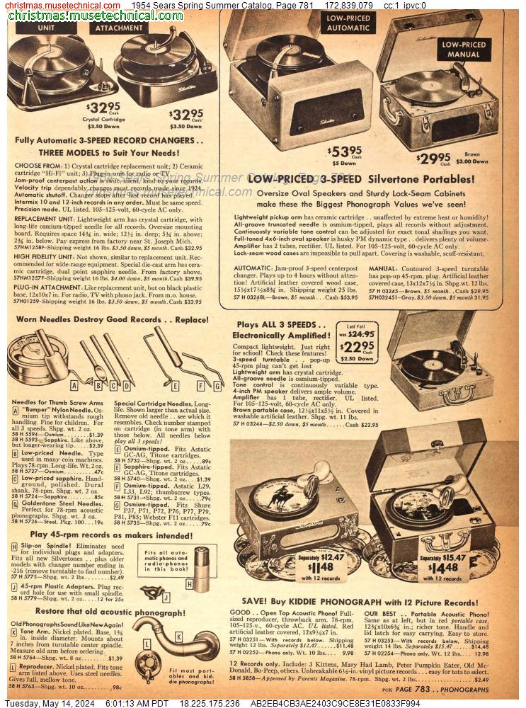 1954 Sears Spring Summer Catalog, Page 781
