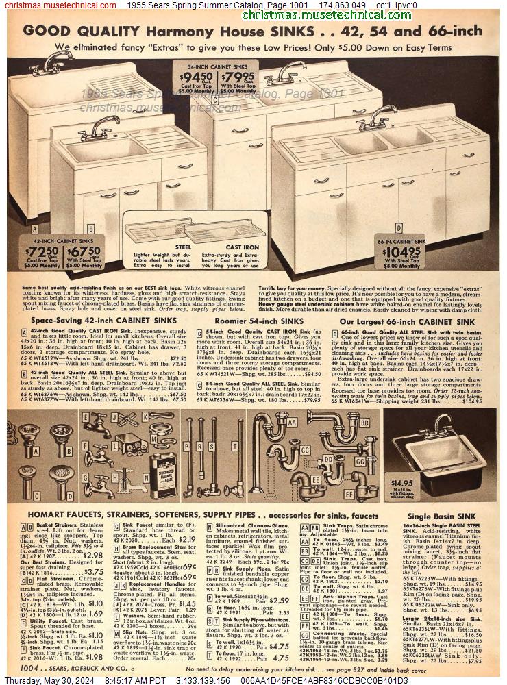 1955 Sears Spring Summer Catalog, Page 1001