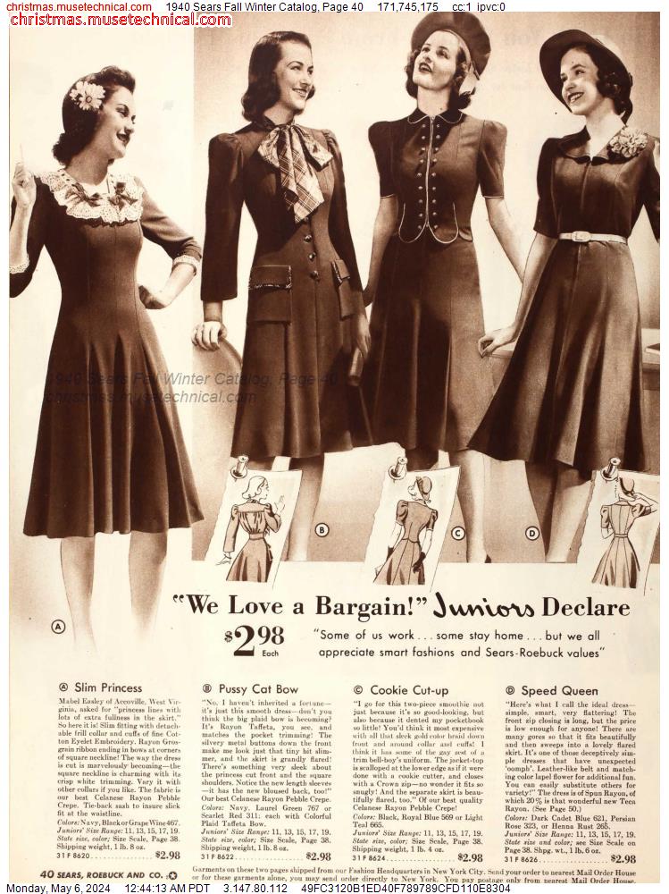 1940 Sears Fall Winter Catalog, Page 40
