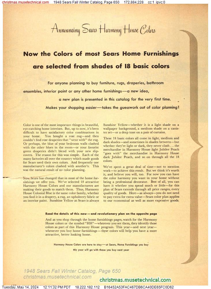 1948 Sears Fall Winter Catalog, Page 650