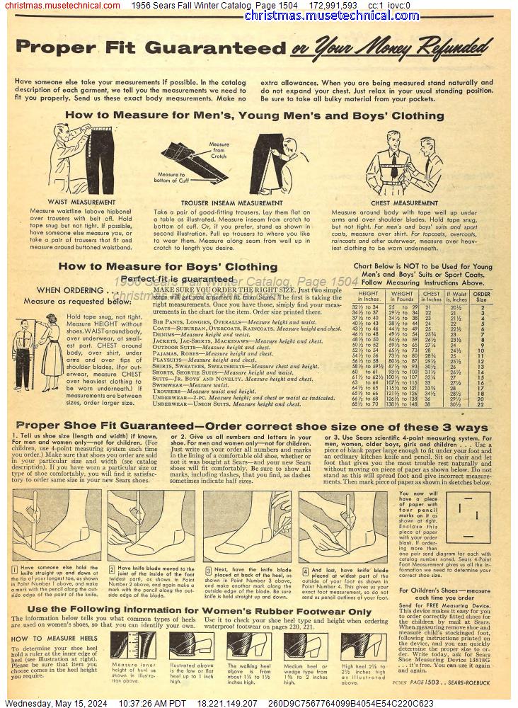 1956 Sears Fall Winter Catalog, Page 1504