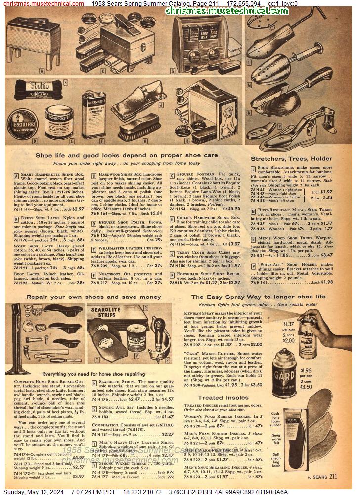 1958 Sears Spring Summer Catalog, Page 211