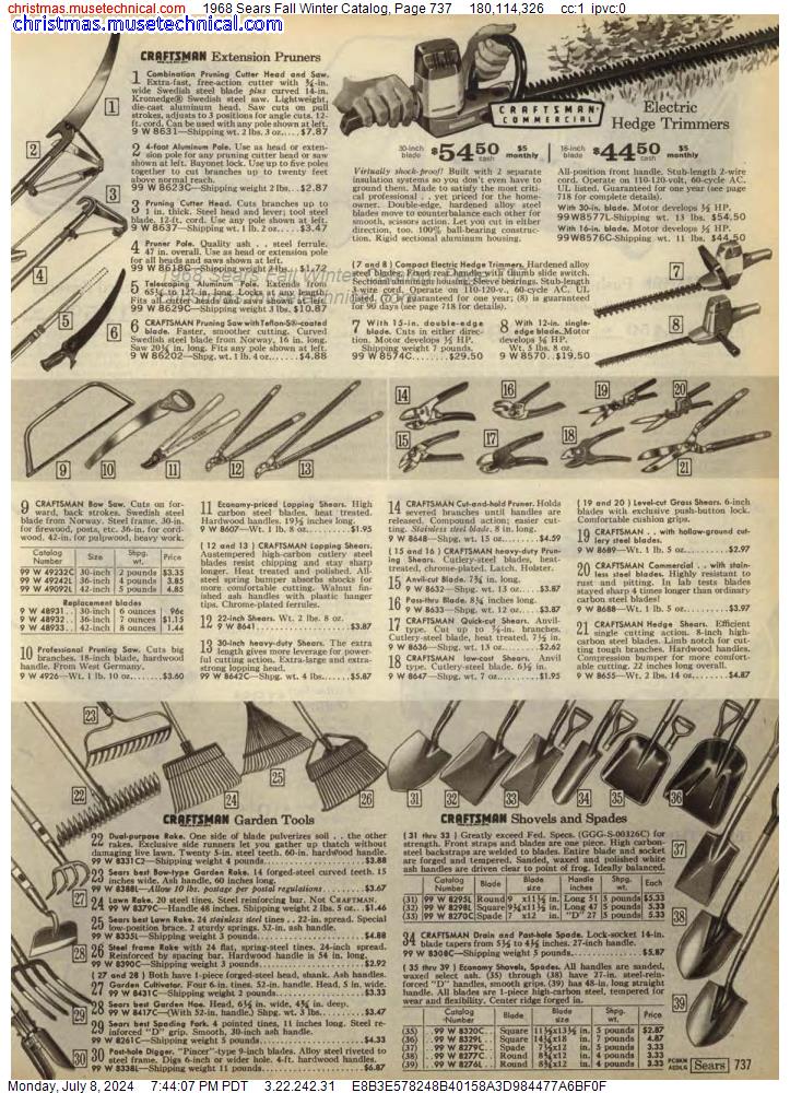 1968 Sears Fall Winter Catalog, Page 737