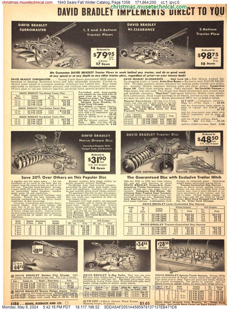 1940 Sears Fall Winter Catalog, Page 1356