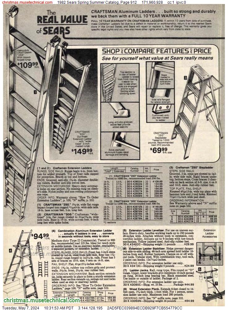 1982 Sears Spring Summer Catalog, Page 912