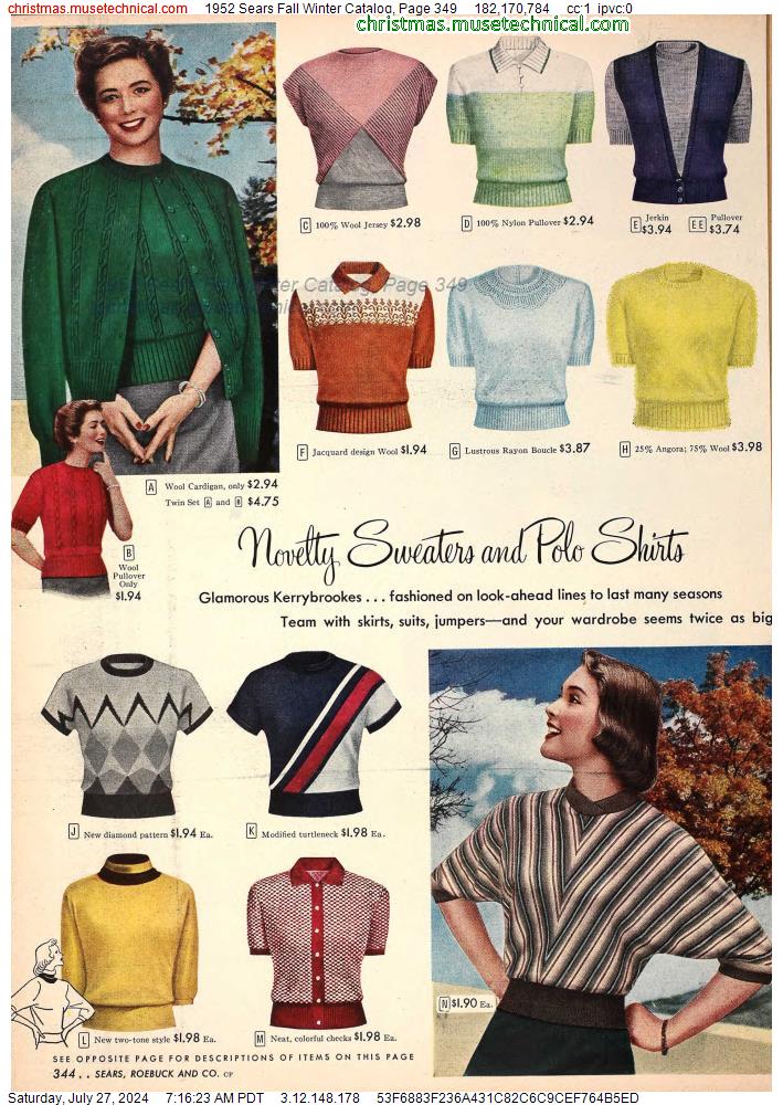 1952 Sears Fall Winter Catalog, Page 349