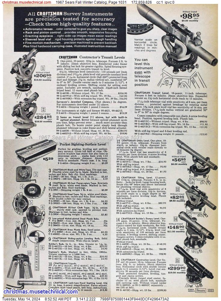 1967 Sears Fall Winter Catalog, Page 1031