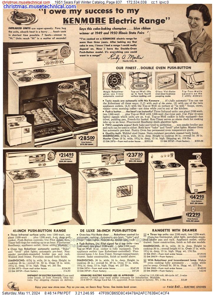 1951 Sears Fall Winter Catalog, Page 837