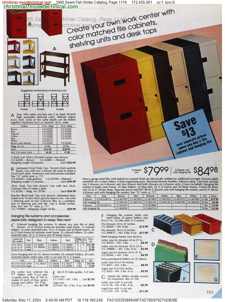 1985 Sears Fall Winter Catalog, Page 1119