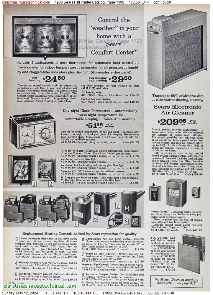 1966 Sears Fall Winter Catalog, Page 1190