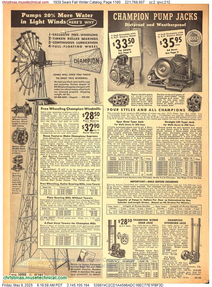 1939 Sears Fall Winter Catalog, Page 1180