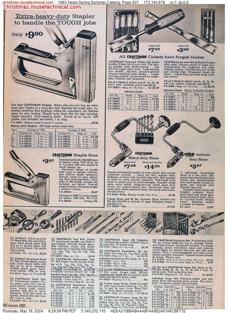 1963 Sears Spring Summer Catalog, Page 837