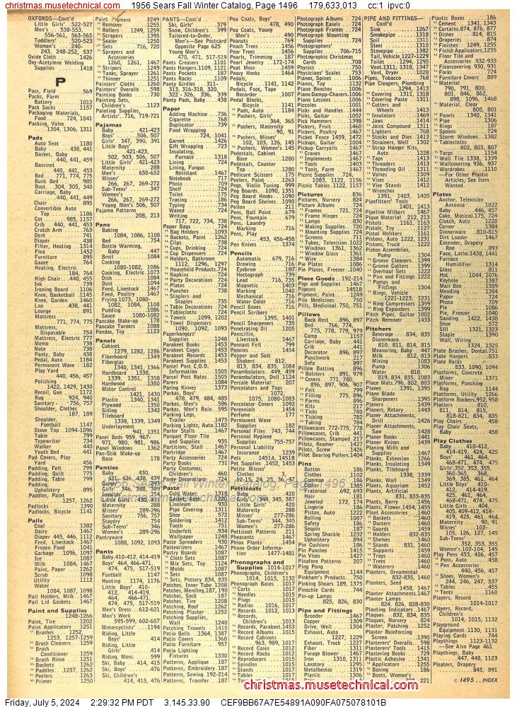 1956 Sears Fall Winter Catalog, Page 1496