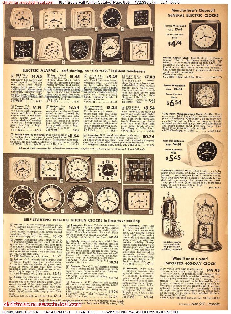 1951 Sears Fall Winter Catalog, Page 909