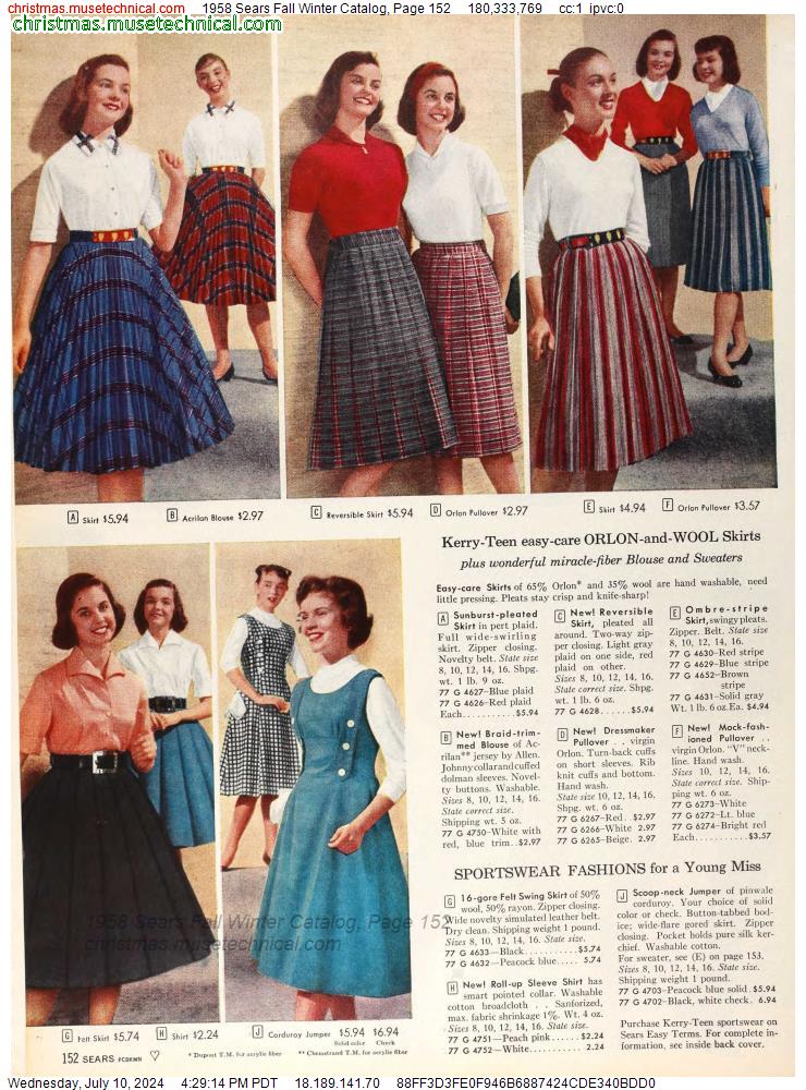 1958 Sears Fall Winter Catalog, Page 152
