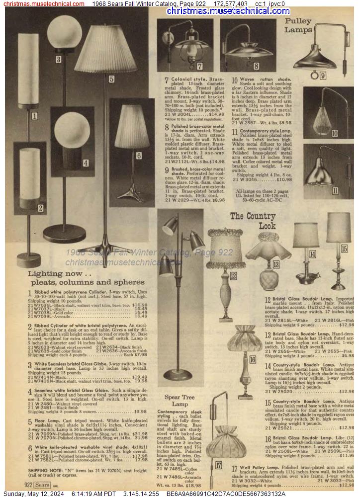 1968 Sears Fall Winter Catalog, Page 922