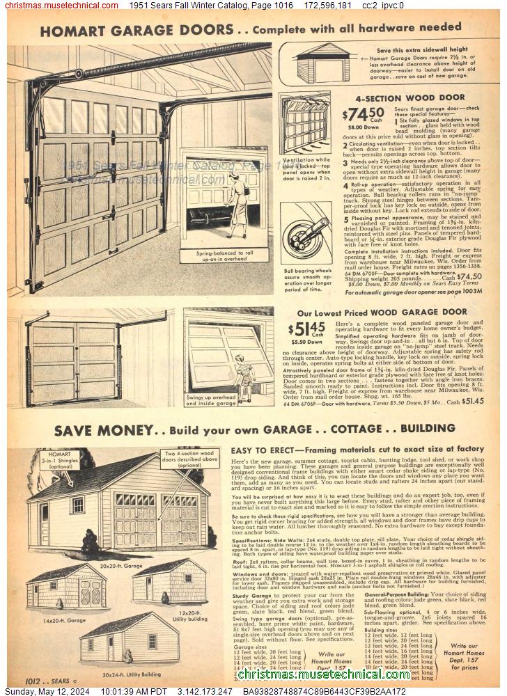 1951 Sears Fall Winter Catalog, Page 1016