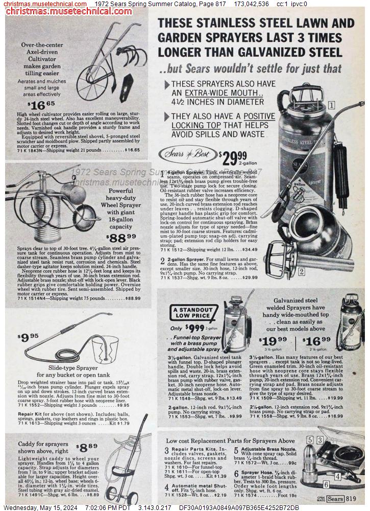 1972 Sears Spring Summer Catalog, Page 817